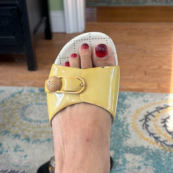 Chanel Yellow Women's Slide Sandals - Picture 2 of 7